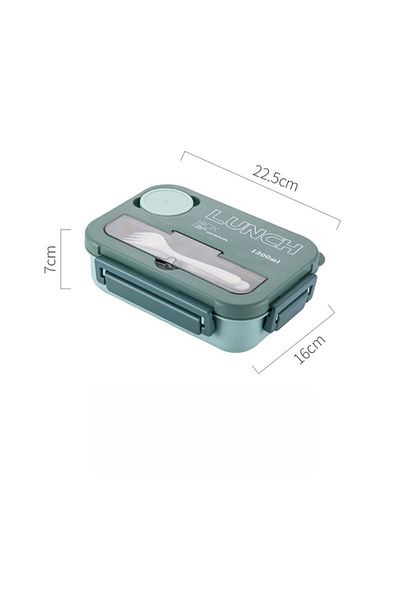 Choice 1300ml 4 Green Compartment 1300ml Portable Lunch Box Kids Students Office Bento Box With Fork And Sp