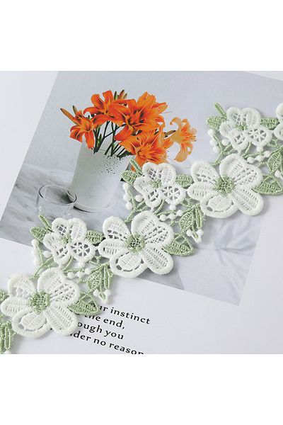 Choice 1yard 5.5cm 1yards Green And White Water-soluble Milk Silk Sunflower Embroidery Lace Trim Clothing A