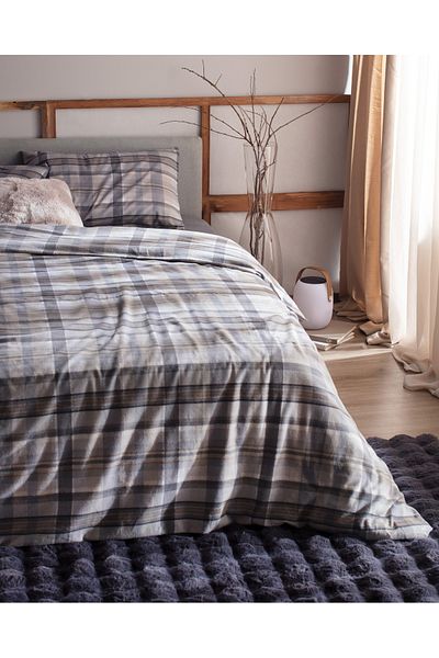 Madame Coco Σετ Παπλωματοθήκη Tristan Single 100% Cotton Flannel - Γκρι