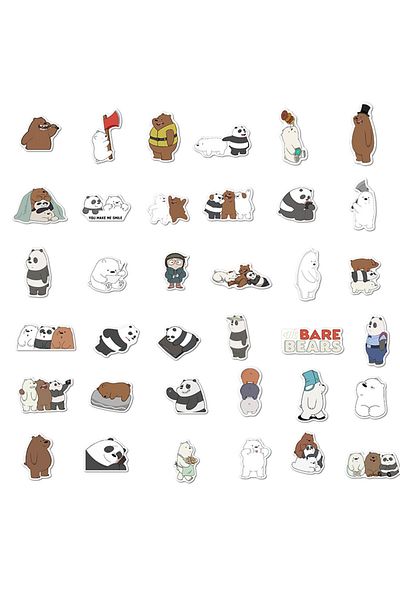 Choice 50pcs 50pc Bare Bear Sticker Laptop Guitar Skateboard Luggage Funny Graffiti Stickers