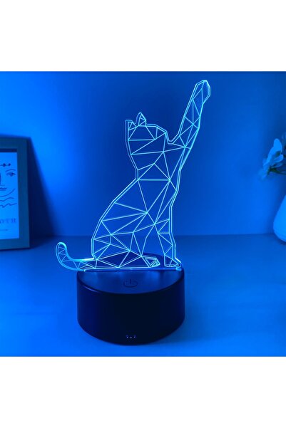 Choice 7 ألوان 1 قطعة إضاءة ليلية ثلاثية الأبعاد على شكل قطة بيكونينج، واجهة ...