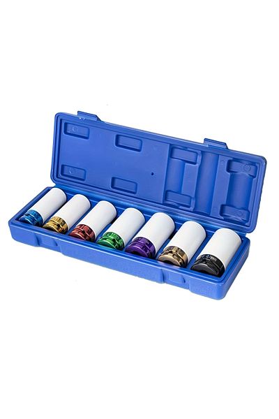 NIUXIANG 7pcs 7pcs1/2" Drive Wheel Protector Impact Socket, Thin Wall Deep Impact Socket Set Durable Plastic