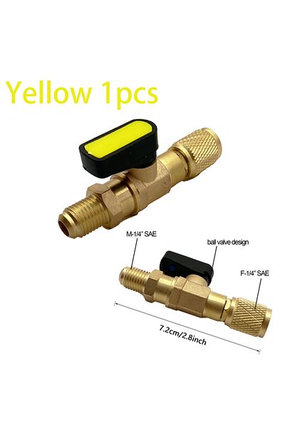 Choice Yellow Air Conditioning Refrigerant Ball Valve 1/4" Sae Straight Shut-off Valve For R134a R410a R22