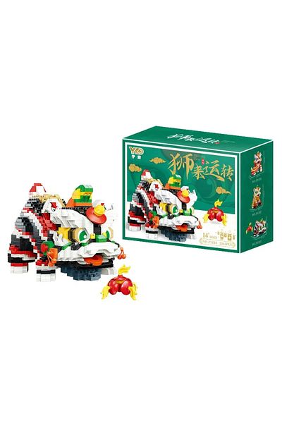 AMAZINGBLOKS With Box Chinese Lion Dance Building Blocks New Year Spring Festival Gift Creative Desktop Decoratio
