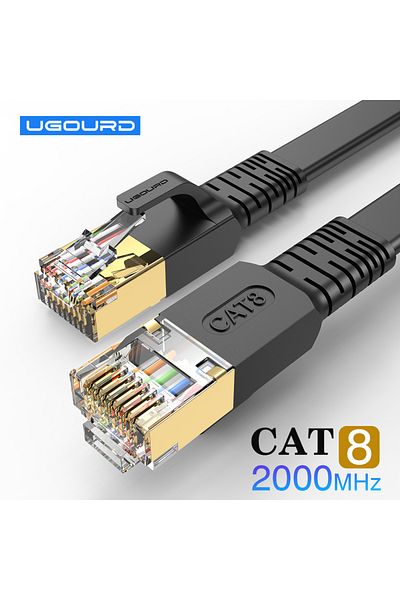 Choice كابل إيثرنت Rj45 Cat 8 كابل شبكة LAN Cat8 مسطح 40 جيجابت في الثانية 2000 ميجا هرتز لجهاز التوجيه Ps4 PC L...