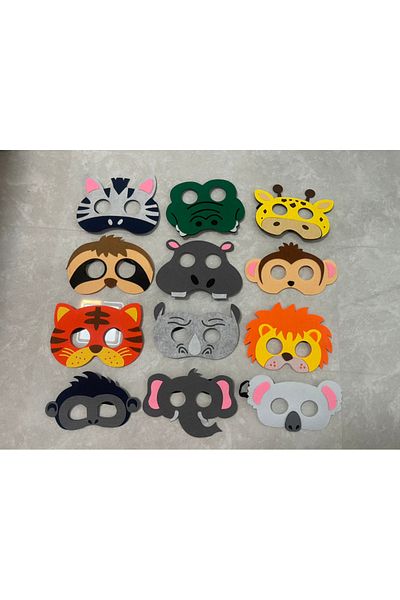 Choice 12pcs Cosplay Party Masks Jungle Animal Felt Mask Kids Role Play Games Mask Children's Dress Up Part