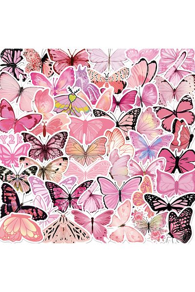 Choice 50pcs All 50pcs Pink Butterfly Scrapbook Stickers Diy Diary Laptop Luggage Skateboard Graffiti Decal