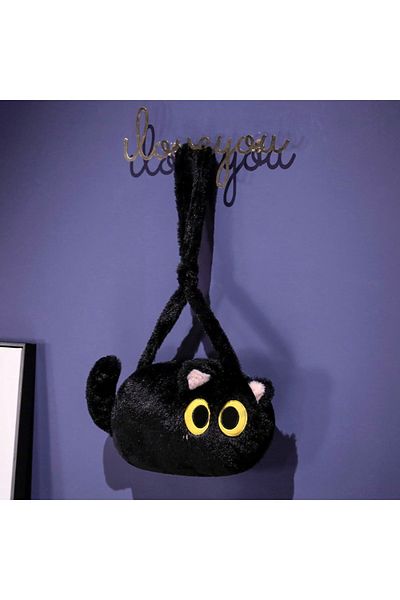Choice Black Soulder Bag Cat Soft Plush Backpack Kawaii Black Cat Plusie Toy Doll Women Fashion Crossbody B