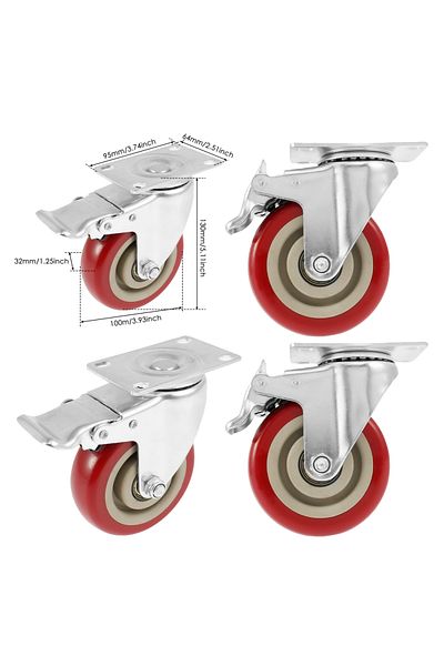Choice 4 Inches 4pcs 4pcs Caster Wheel Heavy Duty Swivel Caster Capacity 400kg Industrial Castor Wheels Si
