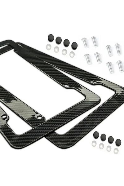 Choice 2set 1/2 Plastic Abs Carbon Fiber Patterned License Plate Holder With Standard Screw Kit For License