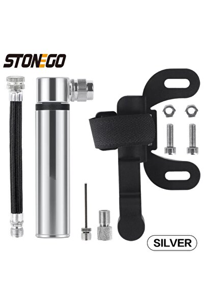 Choice مضخة دراجة صغيرة محمولة فضية اللون، 120 رطل/بوصة مربعة، عالية الضغط، مضخة دراجة صغيرة تناسب صمام بريستا/شريدر