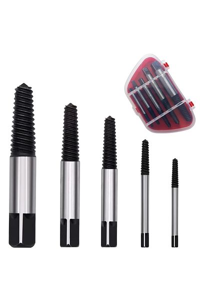 Choice 5pcs Screw Extractor Center Drill Bits Guide Set Broken Damaged Bolt Remover Removal Speed Easy Set