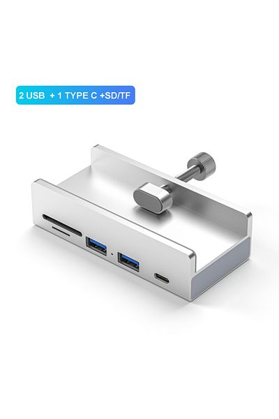 Choice 2 منفذ USB 1 من النوع C SD Tf 6 منافذ USB 3.0 Hub مع مصدر طاقة محول موزع USB3.0 بمشبك متعدد الاستخدامات