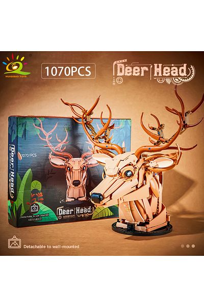 Choice No Box No.13 No Box Huiqibao Moc Creative Wolf Deer Eagle Head Model Building Blocks Animal Pendant