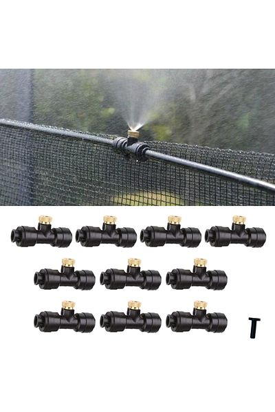 Choice 10Pcs/lot Misting Fog Nozzles with Quick Access Tee Connector Garden Landscaping Irrigation Sprayers