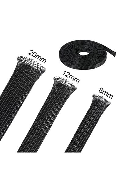 Choice 8mm 10m 10m Black Insulated Braid Sleeving 4 - 30mm Tight Pet Wire Cable Gland Protection Cable Slee