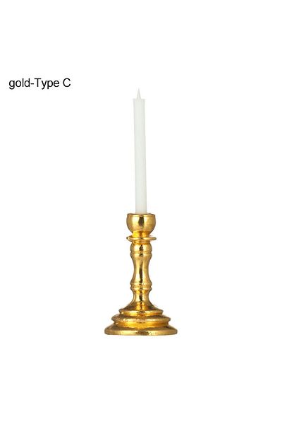 Choice Gold-type C 1:12 Scale Dollhouse Candle Holder Miniature Candlestick Doll Accessories Playing House