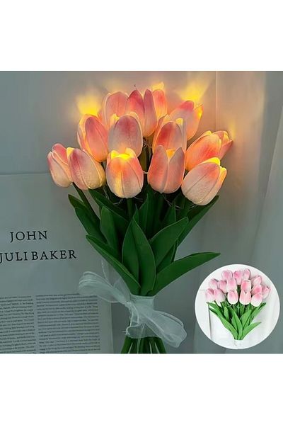 Choice 5/10pcs LED Tulips Bouquet Night Light for Home Garden Artificial Flowers PU Tulip Fake Flower  D...