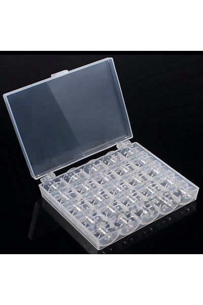 Choice Bobbins With Box 25pcs Clear Sewing Machine Bobbins Spools Empty Bobbins Spools Plastic Storage Box