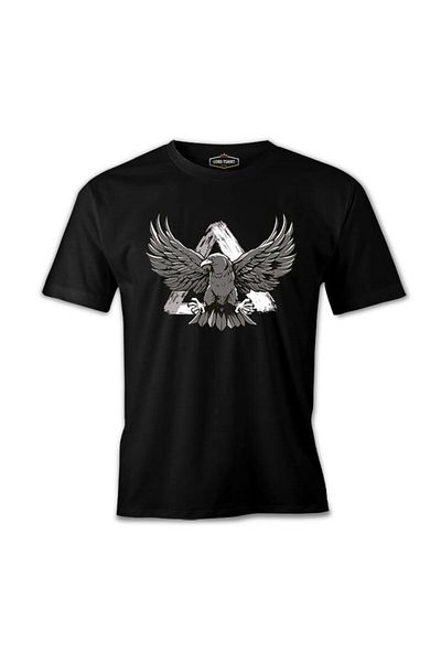 Lord T-Shirt تي شيرت رجالي أسود من النسر الطائر ضد المثلث