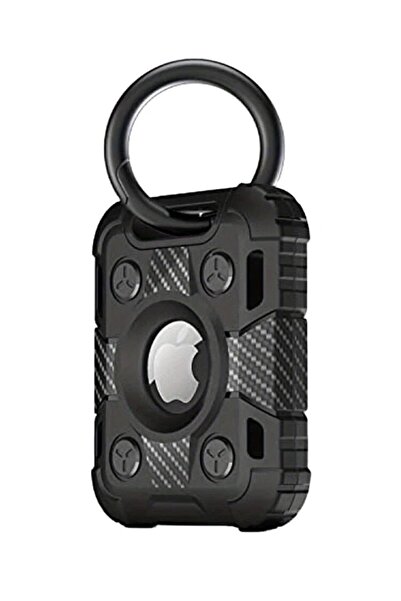 Choice حافظة سوداء لعلامة Airtag مع سلسلة مفاتيح، حامل علامة AirTag مقاوم للص...