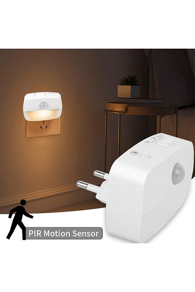 MeeToo 1pc Led Night Light Motion Sensor Light 220v Eu Plug In Smart Motion Sensor Light Warm And White Lig