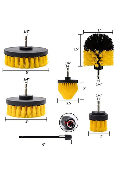 Choice Yellow Drill Brush Attachment 6pcs/set Power Scrubber Wash Cleaning Brushes Tool Kit With Extension