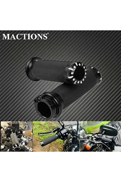 MACTIONS مقبض يد أسود عالمي للدراجات النارية مقاس 1 بوصة و25 مم، مقبض تحكم رق...