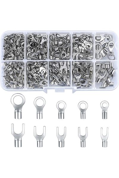 Choice 320pcs 200/320pcs 10 In 1 Terminals Non-insulated Ring Fork U-type Brass Terminals Assortment Kit Ca