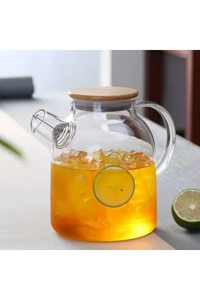 Choice B 1800ml 1.8l Transparent Borosilicate Glass Teapot Heat-resistant Large Clear Fruits Tea Pot Flower