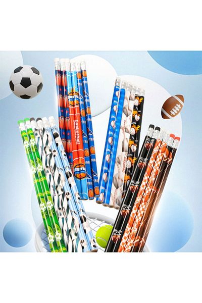 Choice 24 Pcs Football Baseball Basketball Rugby Pattern Pencil Kids Birthday Party Gift Back To School ...