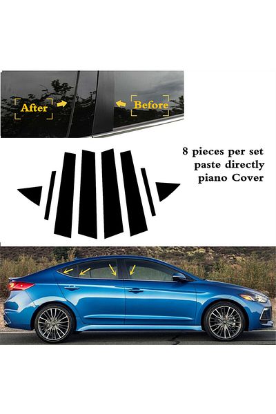 Choice Gloss Black Pillar Posts Door Side Trim Fit For Hyundai Elantra Sedan 2017 2018 2019 2020 Window ...