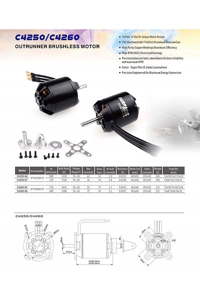 SURPASS HOBBY C5055 570kv Brushless Motor C4250 C4260 C5045 C5055 C5065 14pole With Acc For Uav Air