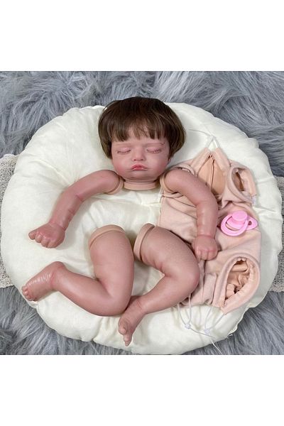 MRB Painted Doll Parts 19 Inch 3d Painted Skin Vinyl Reborn Baby Doll Kit Rosalie With Hand-rooted Hair