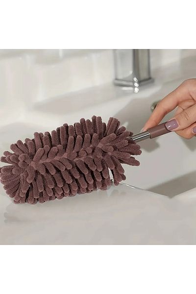 Choice Coffee-1pc 1pc-washable Mini Telescopic Duster With Extendable Handle - Soft Chenille, Lint-free, Mu
