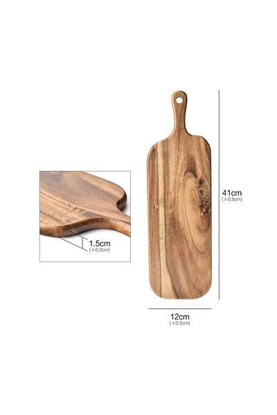 Choice 38x19x1.5cm 41x12x1.5cm Long-handled Acacia Wood Cutting Board Solid Household Wooden Creative Photo