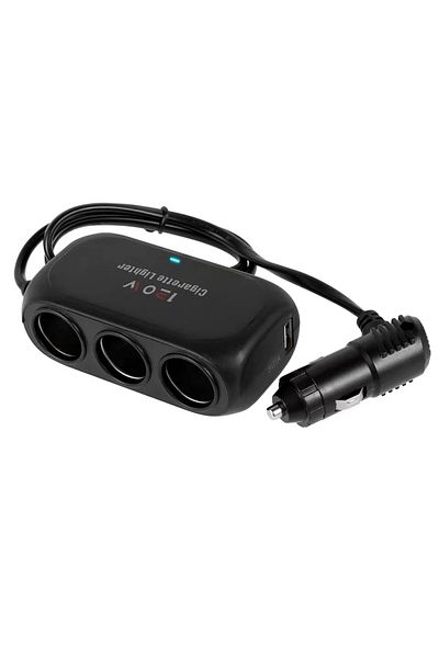 Choice ولاعة سجائر 3 مقابس سيارة ولاعة سجائر موزع USB مزدوج LED شاحن سريع للسيارة 12 فولت 24 فولت