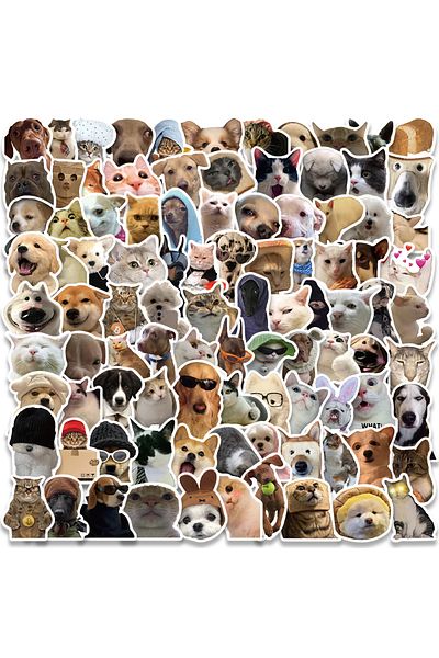 Choice 100pcs 10/30/50/100pcs Cute Funny Cat Dog Meme Cartoon Stickers Decal Laptop Phone Luggage Bike Moto