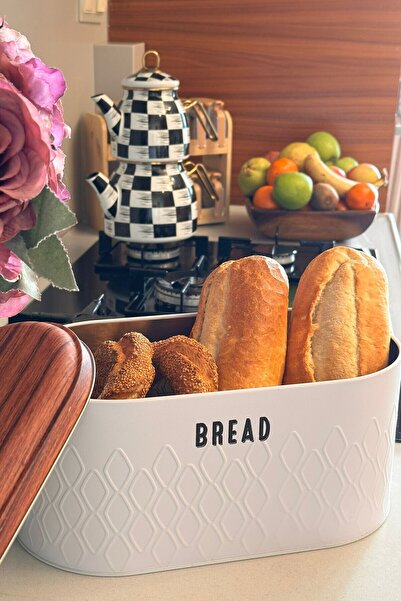 MAKRİ HOME Ekmeklik, Metal Ekmeklik, Ekmek Sepeti ,yerli Üretim (34 CM X 19 CM X 16 CM)