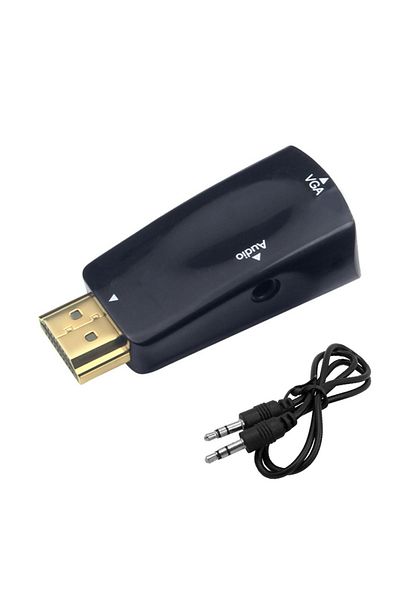 Choice Black Hdmi-compatible To Vga Cable Converter Male To Famale Converter Adapter 3.5mm Jack Audio Hd 10
