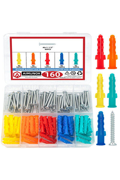 Choice مجموعة مكونة من 160 قطعة من مسامير ومسامير الحوائط الجافة، 80 مسمار حا...