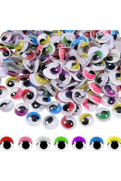 Choice Random Mixed 100pcs Plastic Googly Eyes With Eyelashes Wiggle Eye Self Adhesive Assorted Colors 10mm