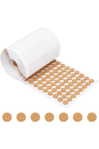 Choice 1400pcs Adhesive Cork Circles Flat Round Self-Adhesive Cork Round Dots Cork Mat for Cabinets Tabl...