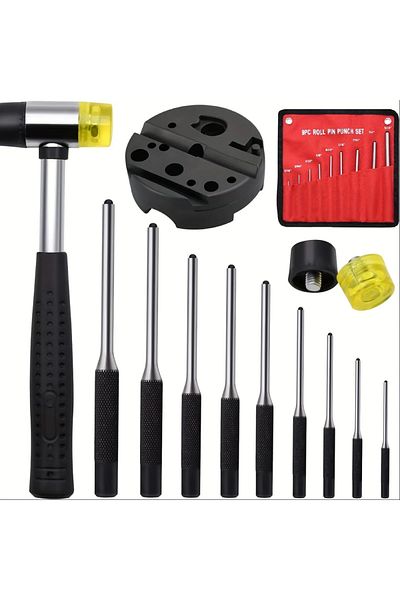ZUIDID 13pcs 13pcs/lot Roll Pin Punch Set With Storage Pouch Smithing Punch Removing Repair Tools With Benc