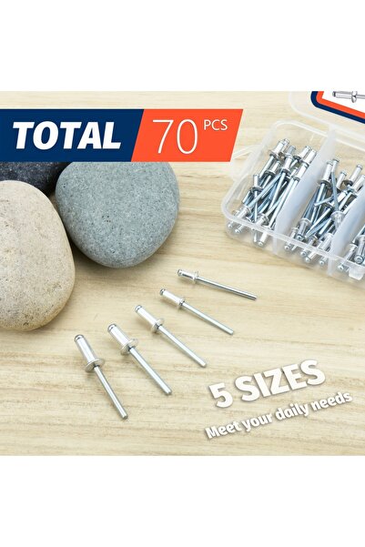 Choice Pop Rivets Assortment Kit Aluminum Blind Rivets 5 Sizes 70pcs Assorted Blind Rivets for Metal Fur...