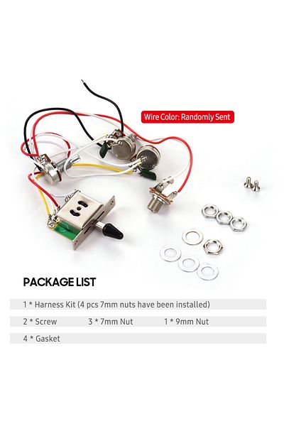 Choice Package Electric Guitar Wiring Harness Kit Replacement With 1 Volume 2 Tone 1 Jack 500k 5-way Toggle