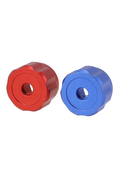 DAZZLEEX Round Wheel Handle Faucet Handles Manifold Gauges Knob Aluminum Alloy Red Blue Instrument Knob To...