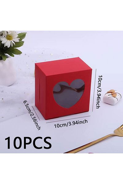 Choice 10x10x6.5cm Red 10pcs Heart-shaped Window Pink/red Gift Boxes, 3.94*3.94*2.56 Inch Paper Candy & Par
