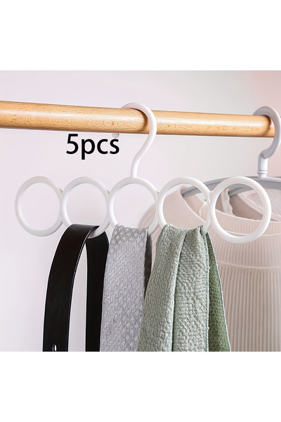 Choice 5 قطع بيضاء، علاقة تخزين بخمس حلقات، قطعة واحدة/3 قطع/5 قطع، متعددة ال...