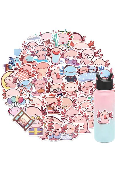 Choice 50pcs All 50pcs Cartoon Animal Funny Axolotl Graffiti Waterproof Sticker, Creative Trend Decorative